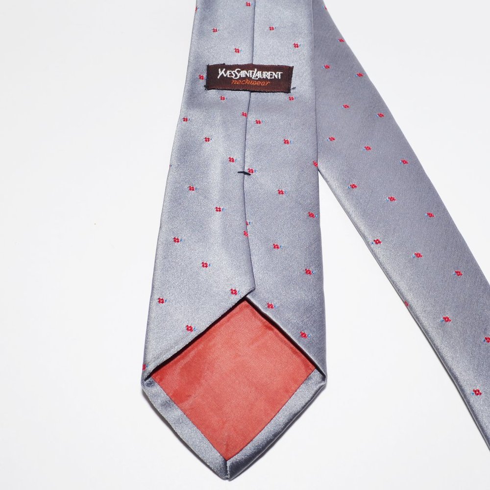 Yves Saint Laurent Silver Silk Tie - Picture 3 of 5
